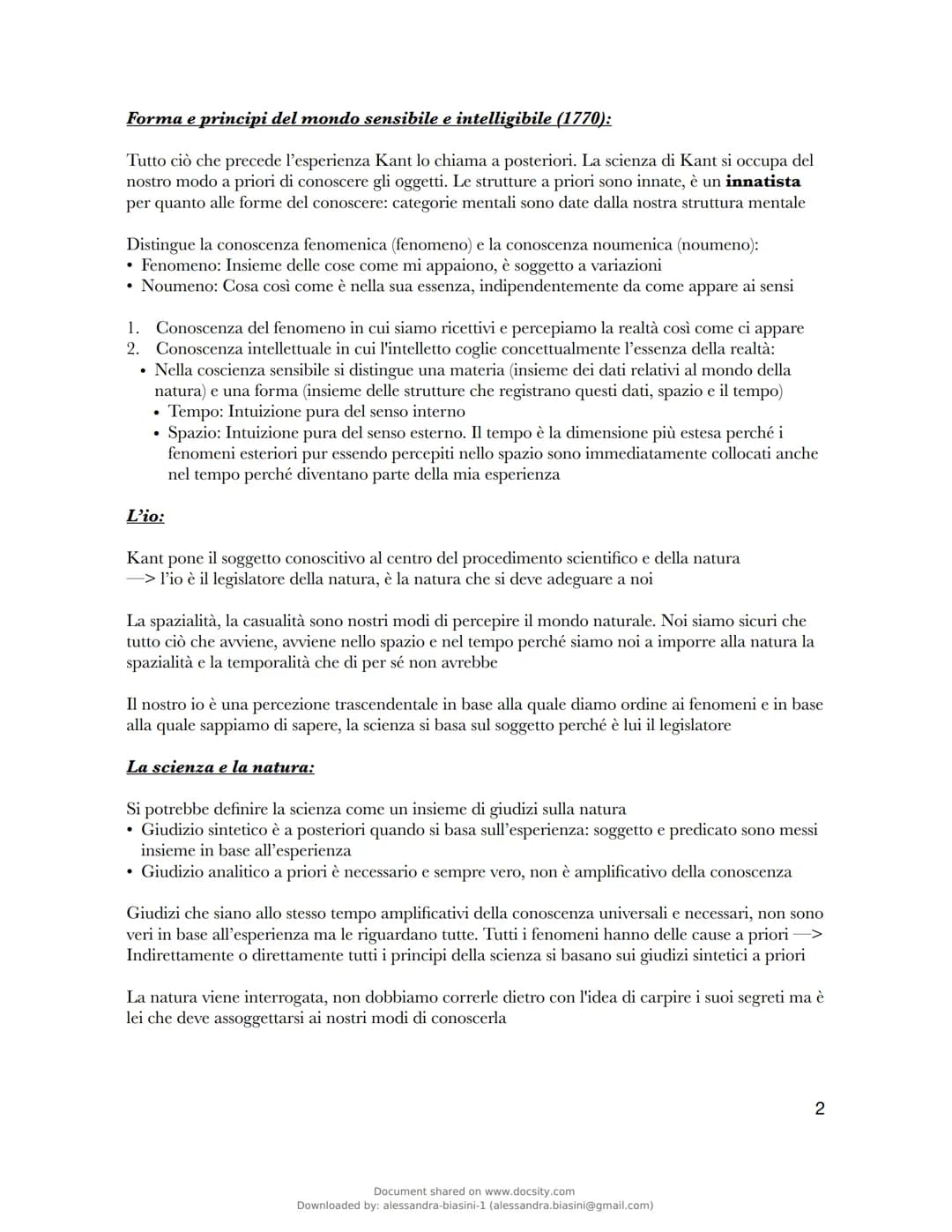Immanuel Kant
Kant è il fondatore del criticismo -> estrema estensione dell'illuminismo del 700. Il criticismo
pretende di porre la ragione 