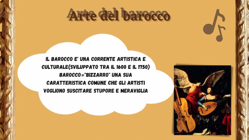 BAROCCO
2 Arte del barocco
IL BAROCCO E' UNA CORRENTE ARTISTICA E
CULTURALE (SVILUPPATO TRA IL 1600 E IL 1750)
BAROCCO="BIZZARRO" UNA SUA
CA