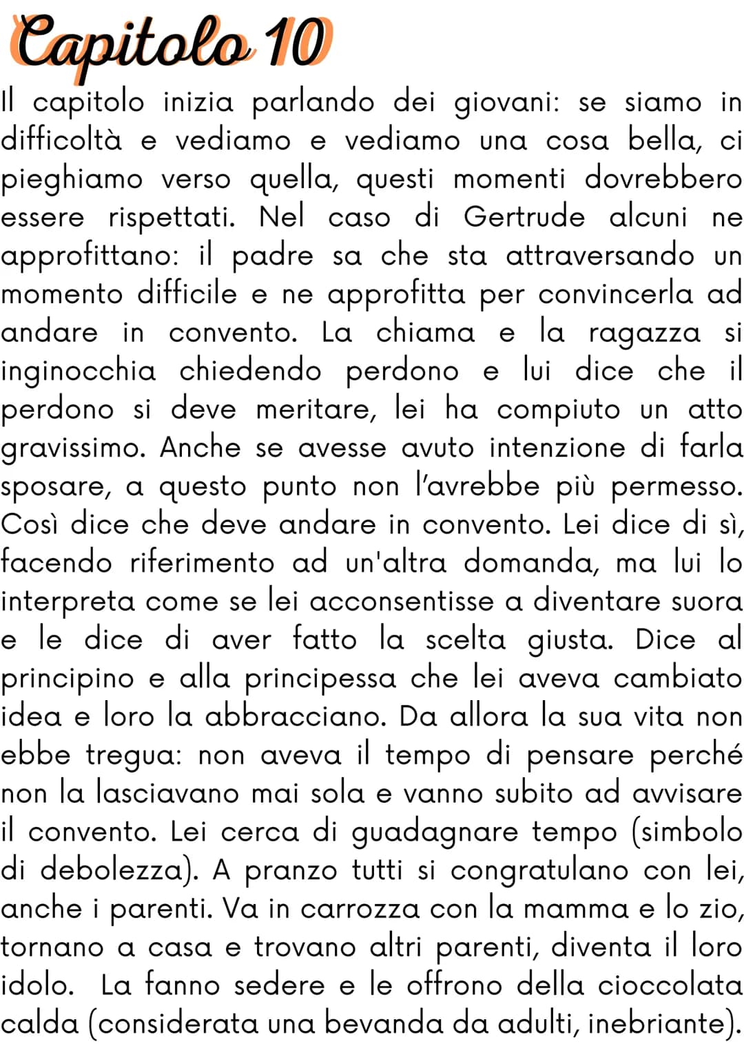 Capitolo 10
Il capitolo inizia parlando dei giovani: se siamo in
difficoltà e vediamo e vediamo una cosa bella, cil
pieghiamo verso quella, 
