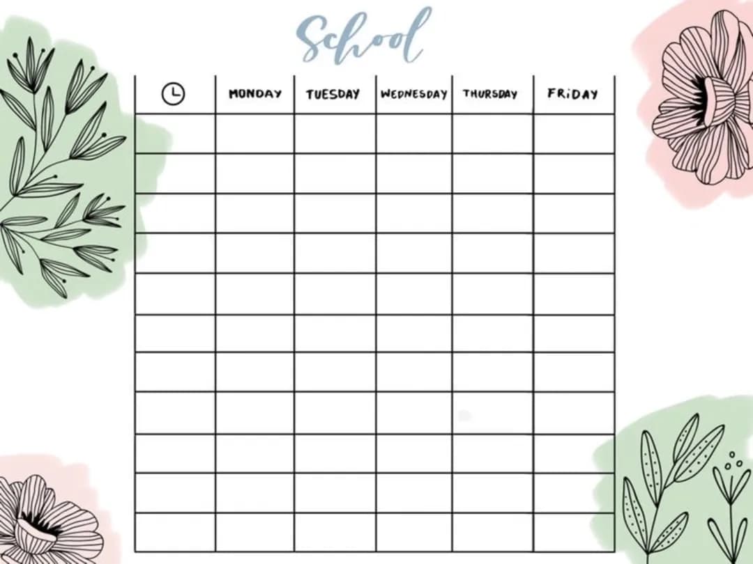 school planner tabella per orario 