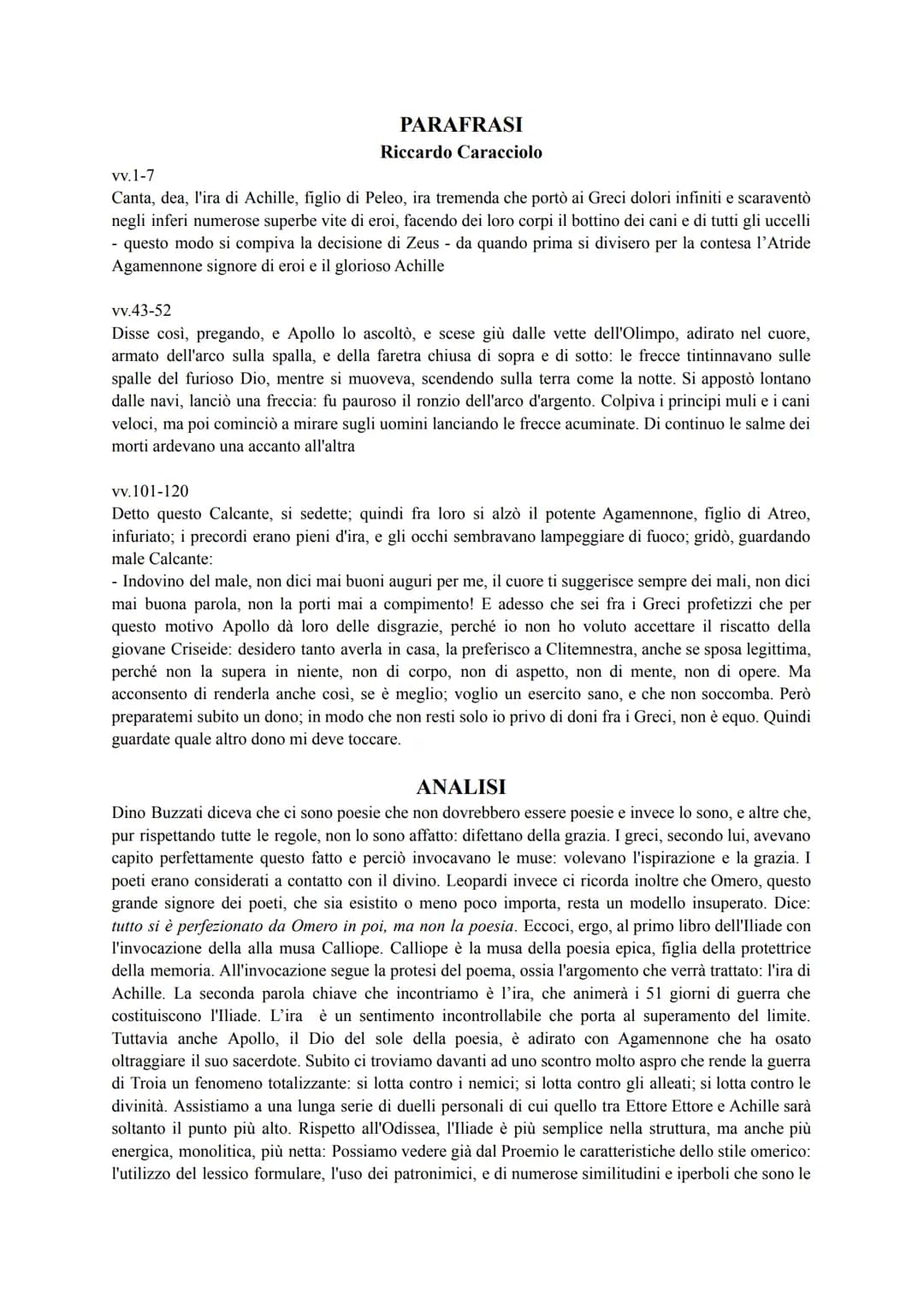 
<p>Canta la rabbia di Achille, figlio di Peleo, una rabbia terribile che portò infiniti dolori ai Greci e gettò numerose vite eroiche nel r