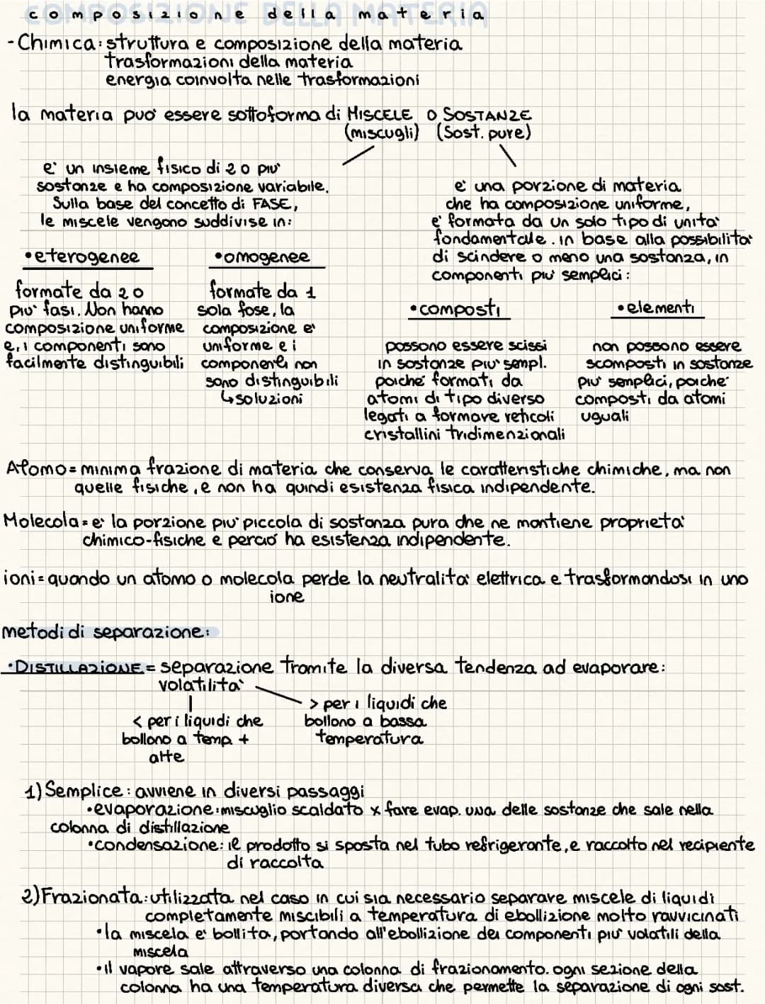 La composizione della materia