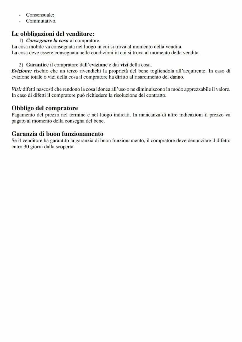 Il contratto e la vendita
Il contratto (Articolo 1321 del codice civile)
Il contratto è l'accordo di due o più parti per costituire, regolar