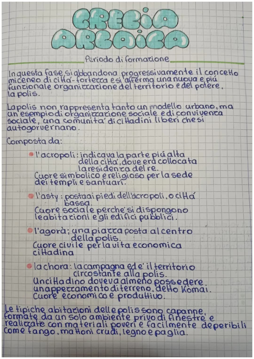 CRECIA
ARCAICA
Periodo di formatione.
In questa fase si abbandona progressivamente il concetto
miceneo di cita-forterea esi afferma una nuov