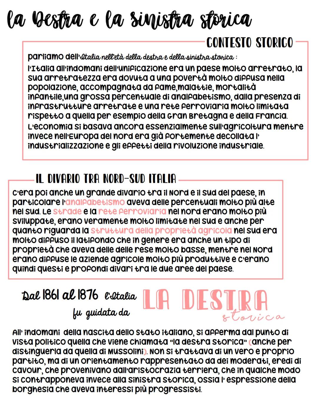 la destra e la sinistra storica