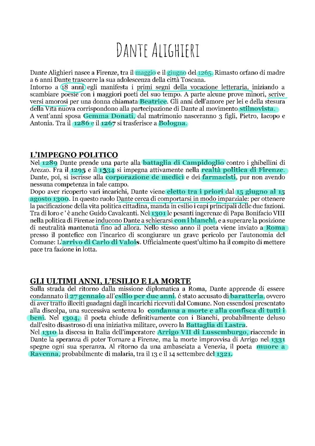 Dante Alighieri: Vita e Opere Spiegato in Modo Semplice