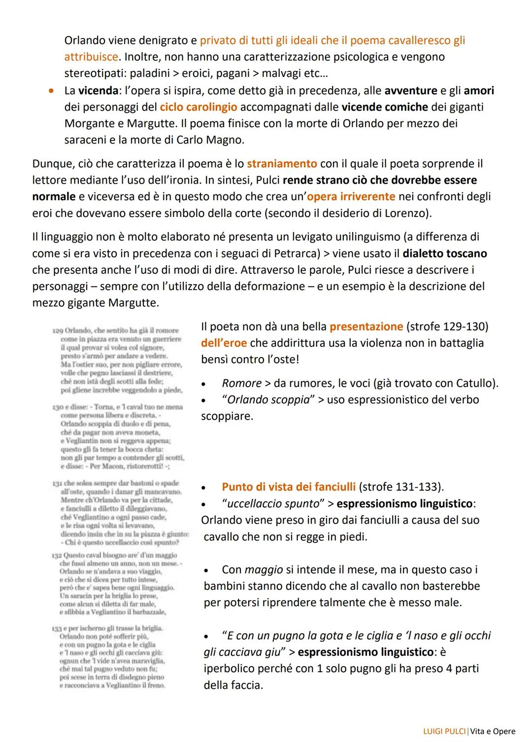 # LUIGI PULCI - VITA E OPERE

Luigi Pulci nasce a Firenze nel 1432, da famiglia nobile ma impoverita. Ebbe un'educazione
letteraria - che co