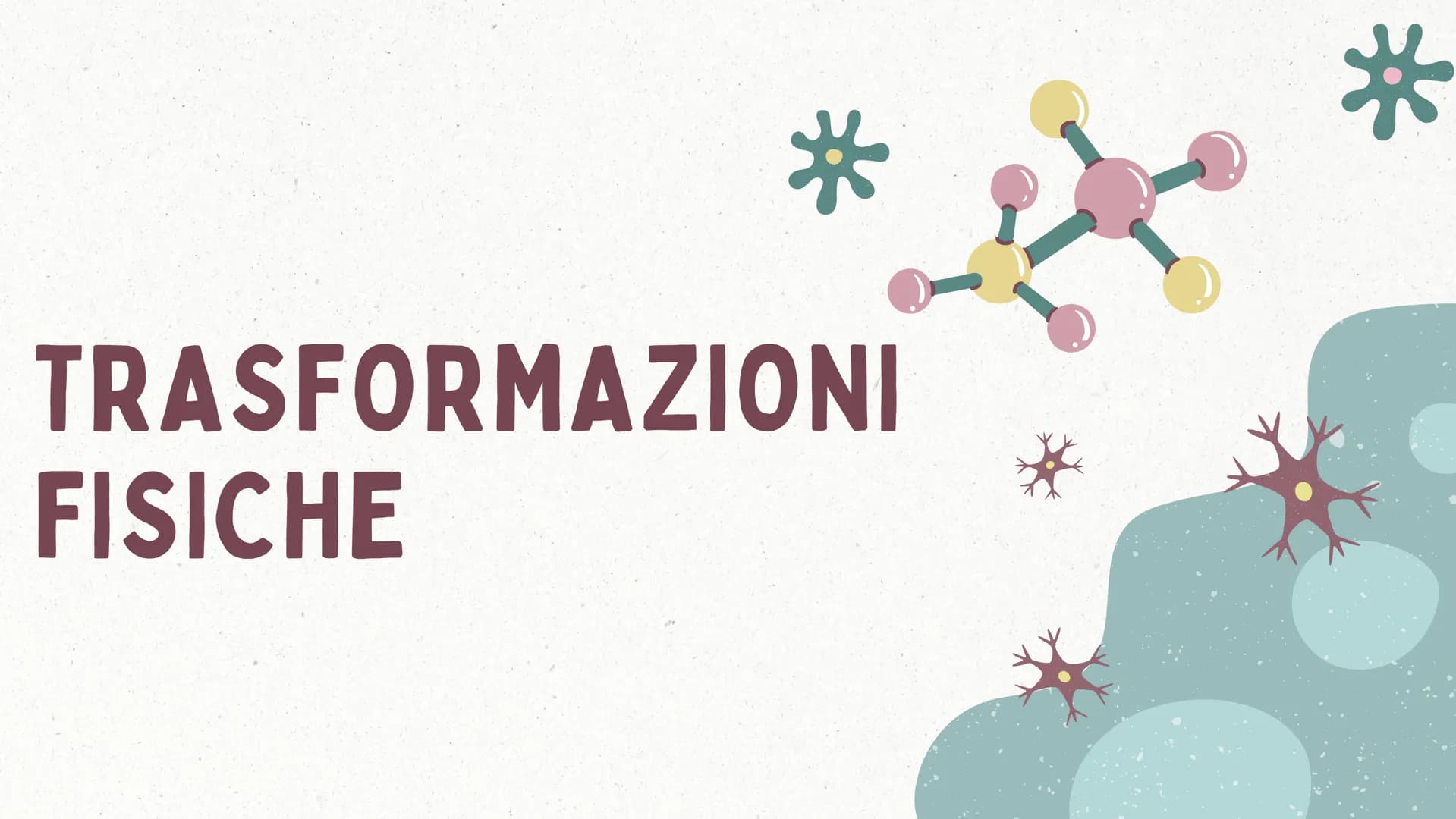 TRASFORMAZIONI CHIMICHE
2 TIPI
FISICHE
O *
TRASFORMAZIONI
FISICHE
* TRASFORMAZIONI FISICHE
1. non alterano la composizione chimica della sos