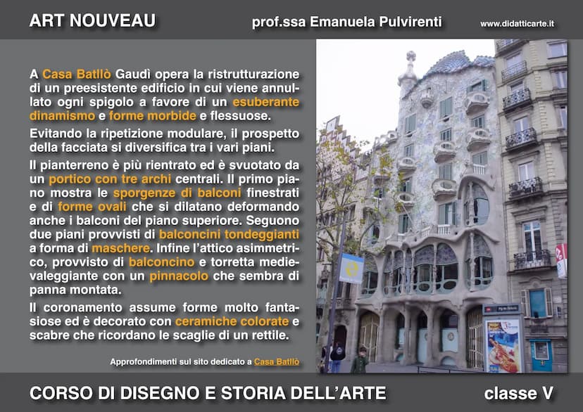 ART NOUVEAU
prof.ssa Emanuela Pulvirenti
16. ART NOUVEAU
CORSO DI DISEGNO E STORIA DELL'ARTE
www.didatticarte.it
classe V ART NOUVEAU
prof.s