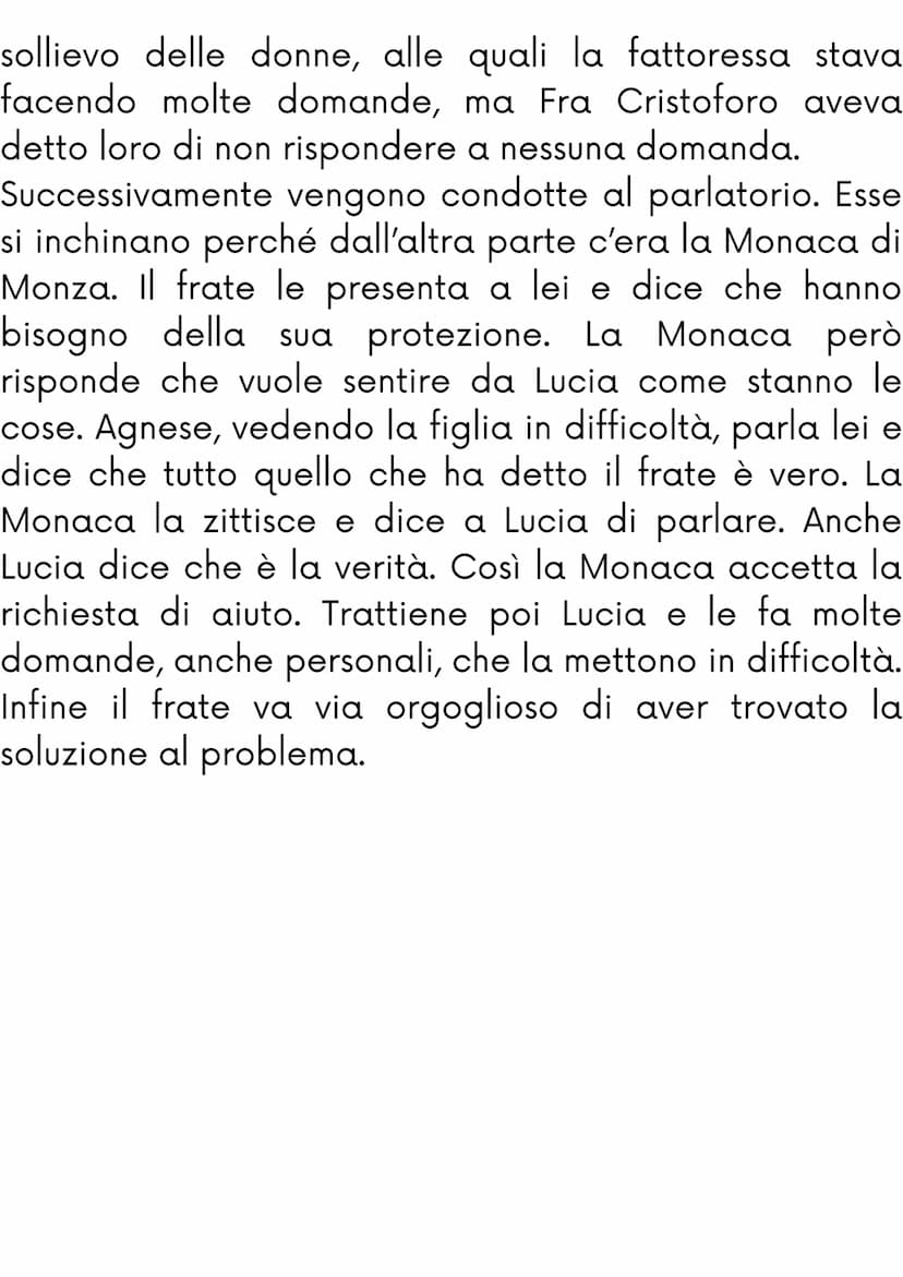 Capitolo 9
La barca arriva e la prua tocca la sponda. Lucia si
asciuga gli occhi dalle lacrime, facendo finta di
dormire. Scendono tutti dal