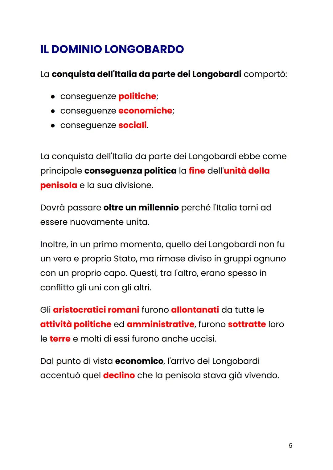# I LONGOBARDI

I Bizantini, dopo aver conquistato l'Italia con la guerra
greco-gotica, ebbero il dominio della penisola solamente
per 13 an