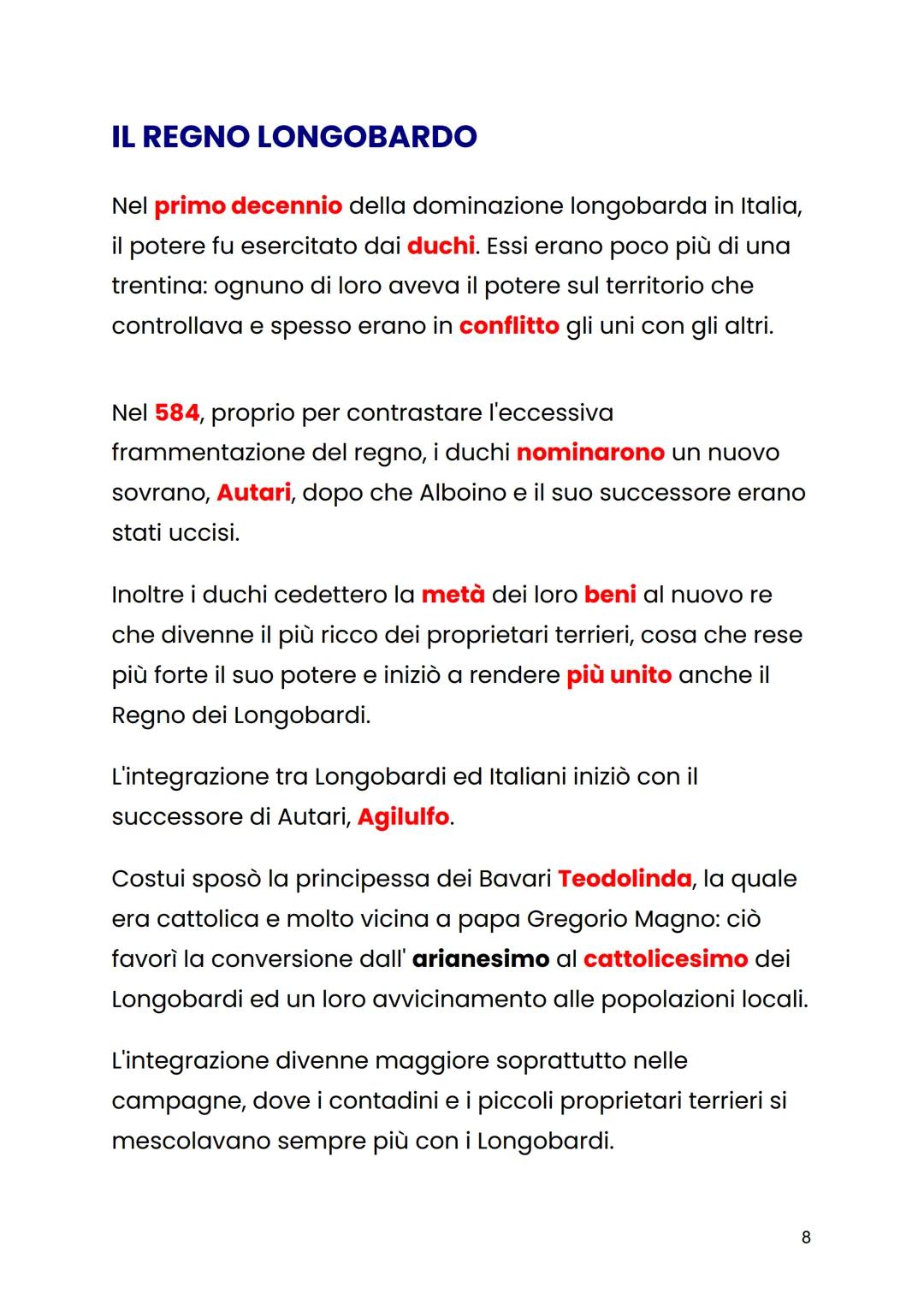 # I LONGOBARDI

I Bizantini, dopo aver conquistato l'Italia con la guerra
greco-gotica, ebbero il dominio della penisola solamente
per 13 an