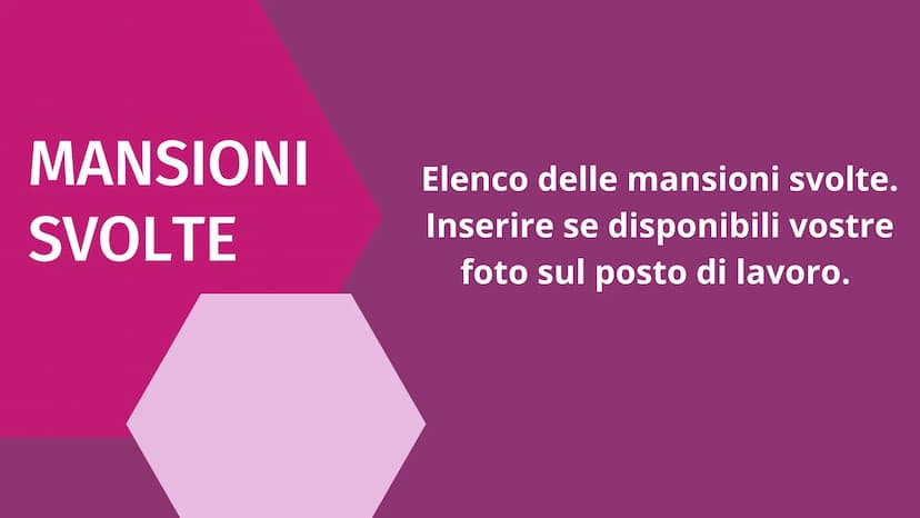 PCTO
NOME E COGNOME
SCUOLA - CLASSE
ANNO SCOLASTICO NOME AZIENDA
Breve descrizione MANSIONI
SVOLTE
Elenco delle mansioni svolte.
Inserire se