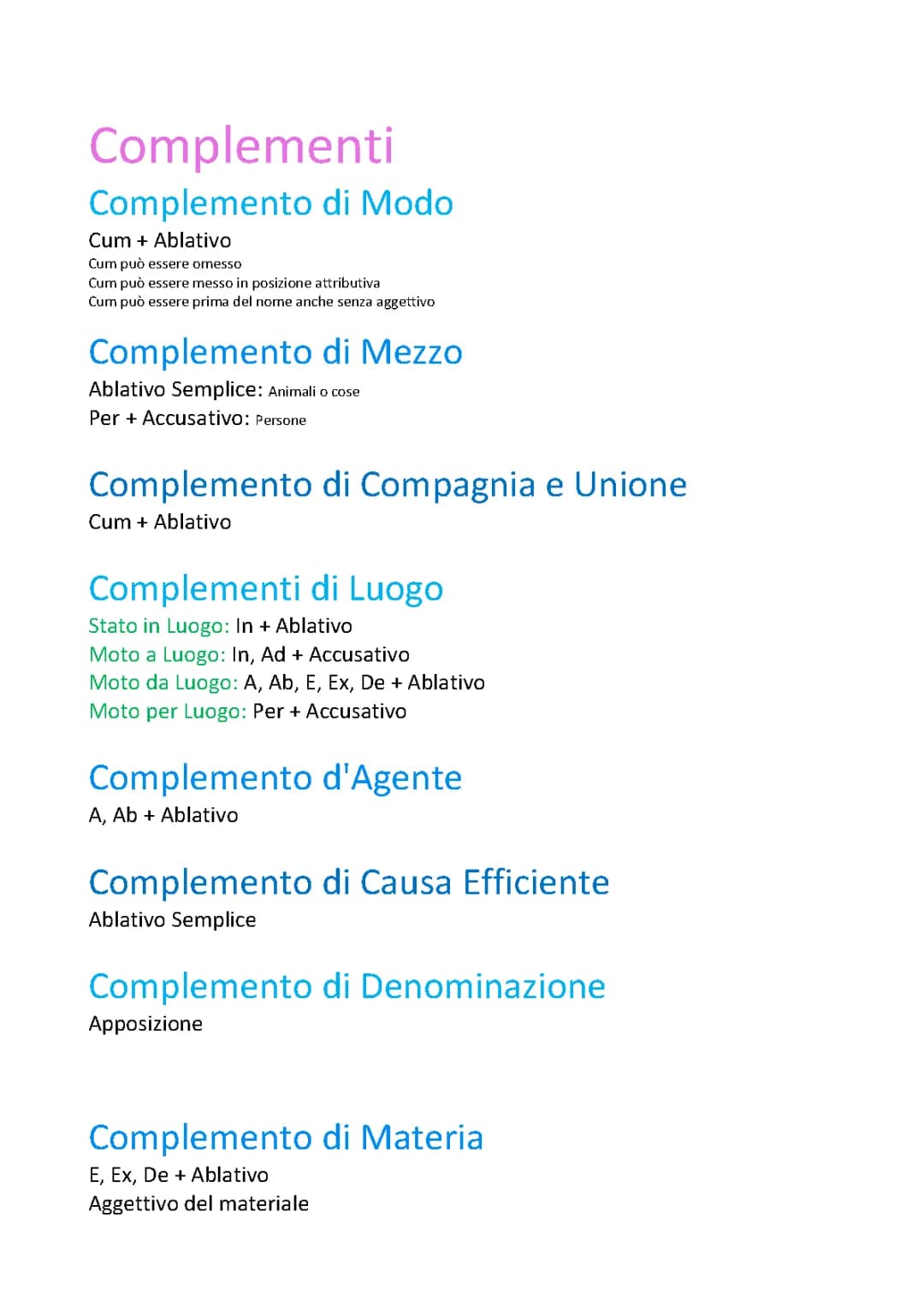 Complementi Latini