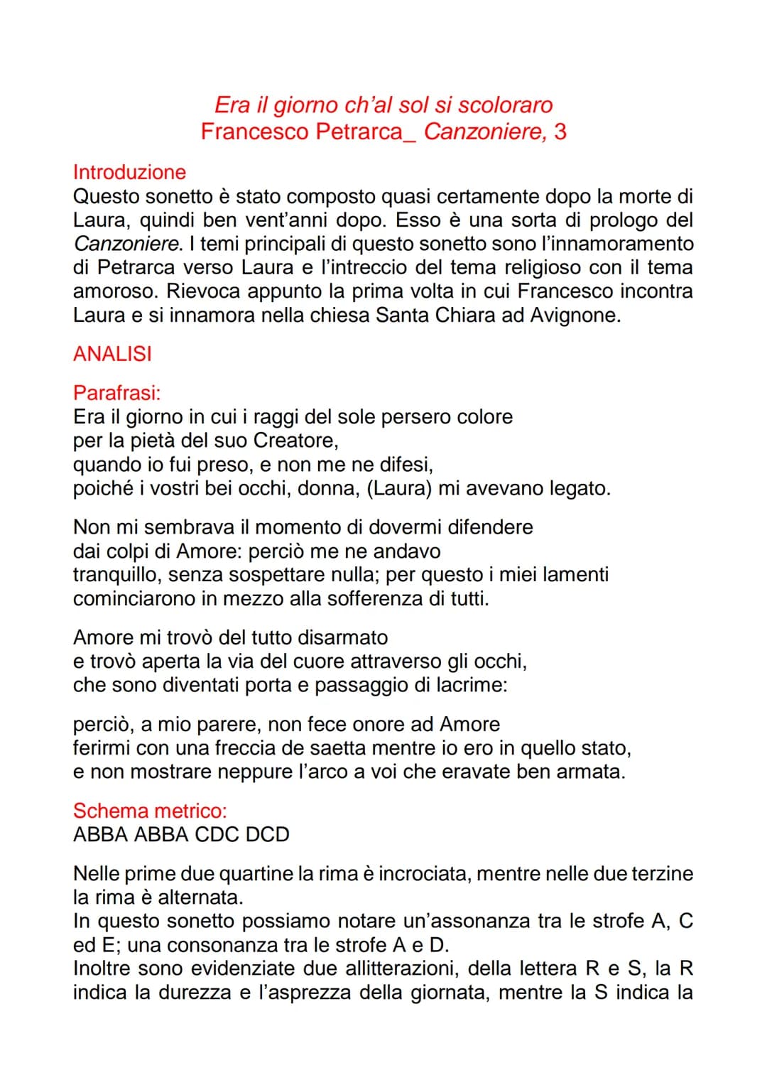 Era il giorno ch'al sol si scoloraro
Francesco Petrarca_ Canzoniere, 3
Introduzione
Questo sonetto è stato composto quasi certamente dopo la