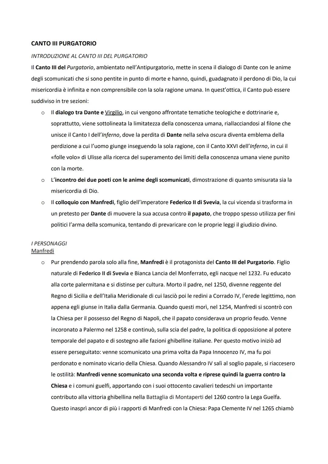 CANTO III PURGATORIO
INTRODUZIONE AL CANTO III DEL PURGATORIO
Il Canto III del Purgatorio, ambientato nell'Antipurgatorio, mette in scena il