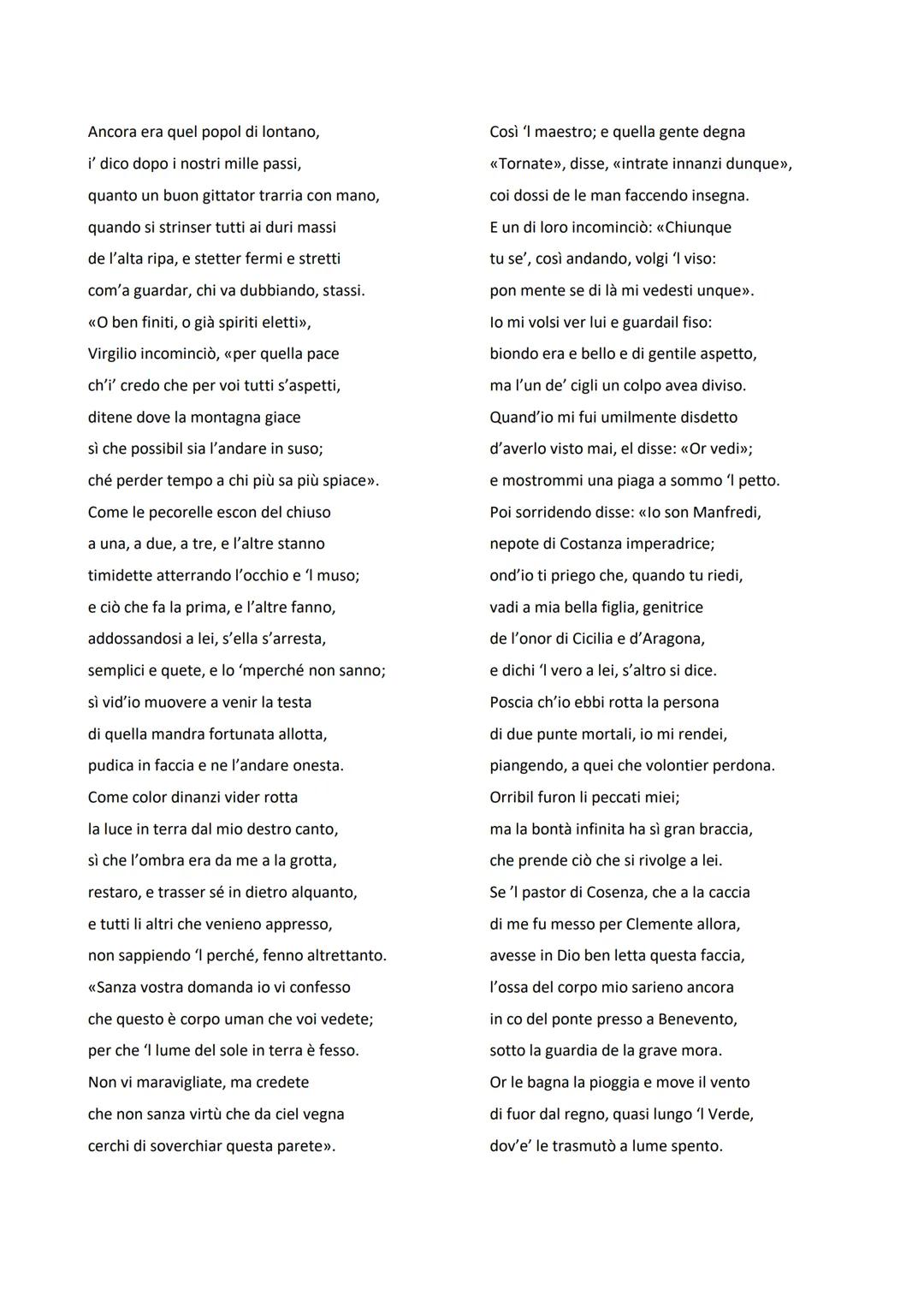 CANTO III PURGATORIO
INTRODUZIONE AL CANTO III DEL PURGATORIO
Il Canto III del Purgatorio, ambientato nell'Antipurgatorio, mette in scena il