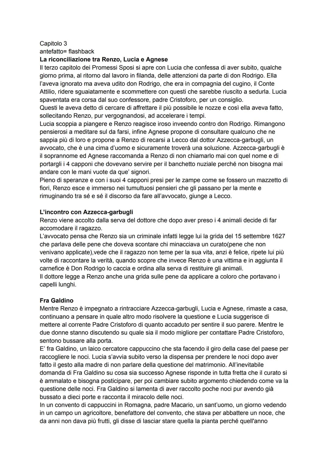 Capitolo 3
antefatto flashback
La riconciliazione tra Renzo, Lucia e Agnese
Il terzo capitolo dei Promessi Sposi si apre con Lucia che confe