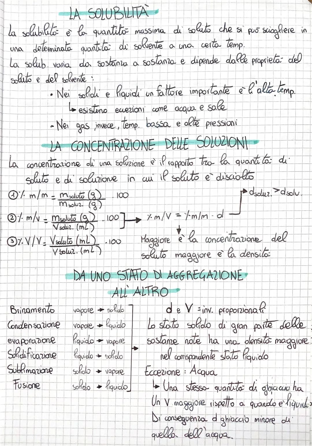 LA SOLUBILITA
La solubilito è la quantità massima di soluto che si può sciogliere
una determinato quantità di solvente
a una certa temp.
La 