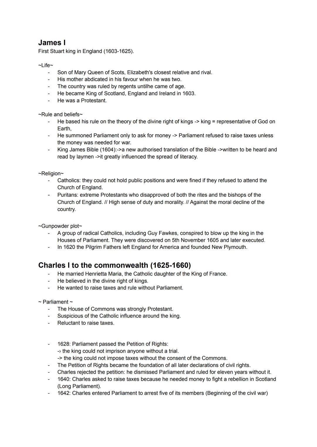 James I
First Stuart king in England (1603-1625).
~Life~
Son of Mary Queen of Scots, Elizabeth's closest relative and rival.
His mother abdi