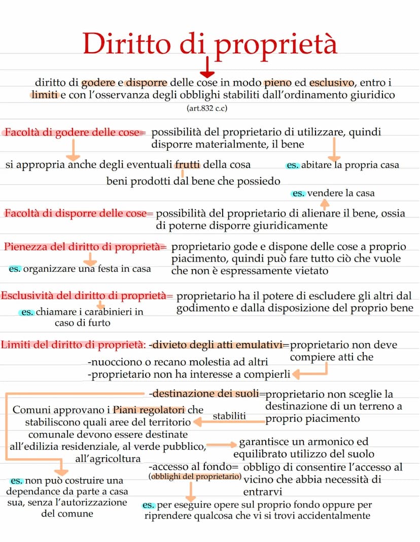  Diritti reali
potere riconosciuto dalla legge alla persona, fisica o giuridica,
di disporre direttamente di una cosa si dividono
caratteris