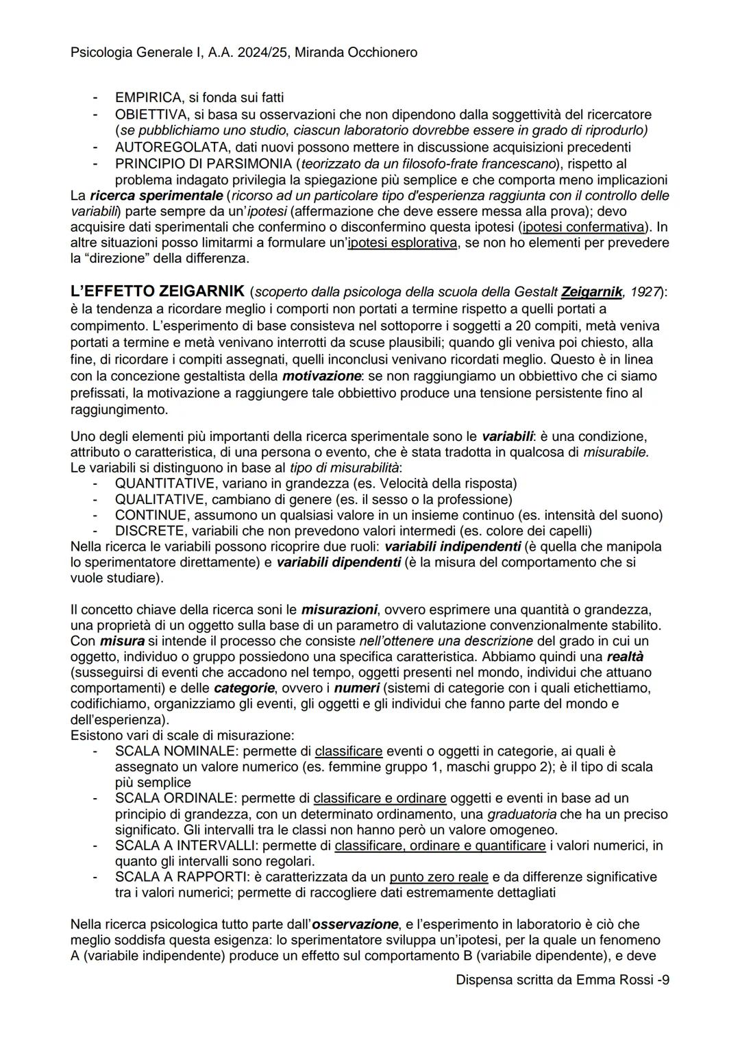 PSICOLOGIA
GENERALE I

SCIENZE E TECNICHE PSICOLOGICHE
Primo anno (a.a. 2024-2025), semestre 1
Prof. MIRANDA OCCHIONERO Psicologia Generale 