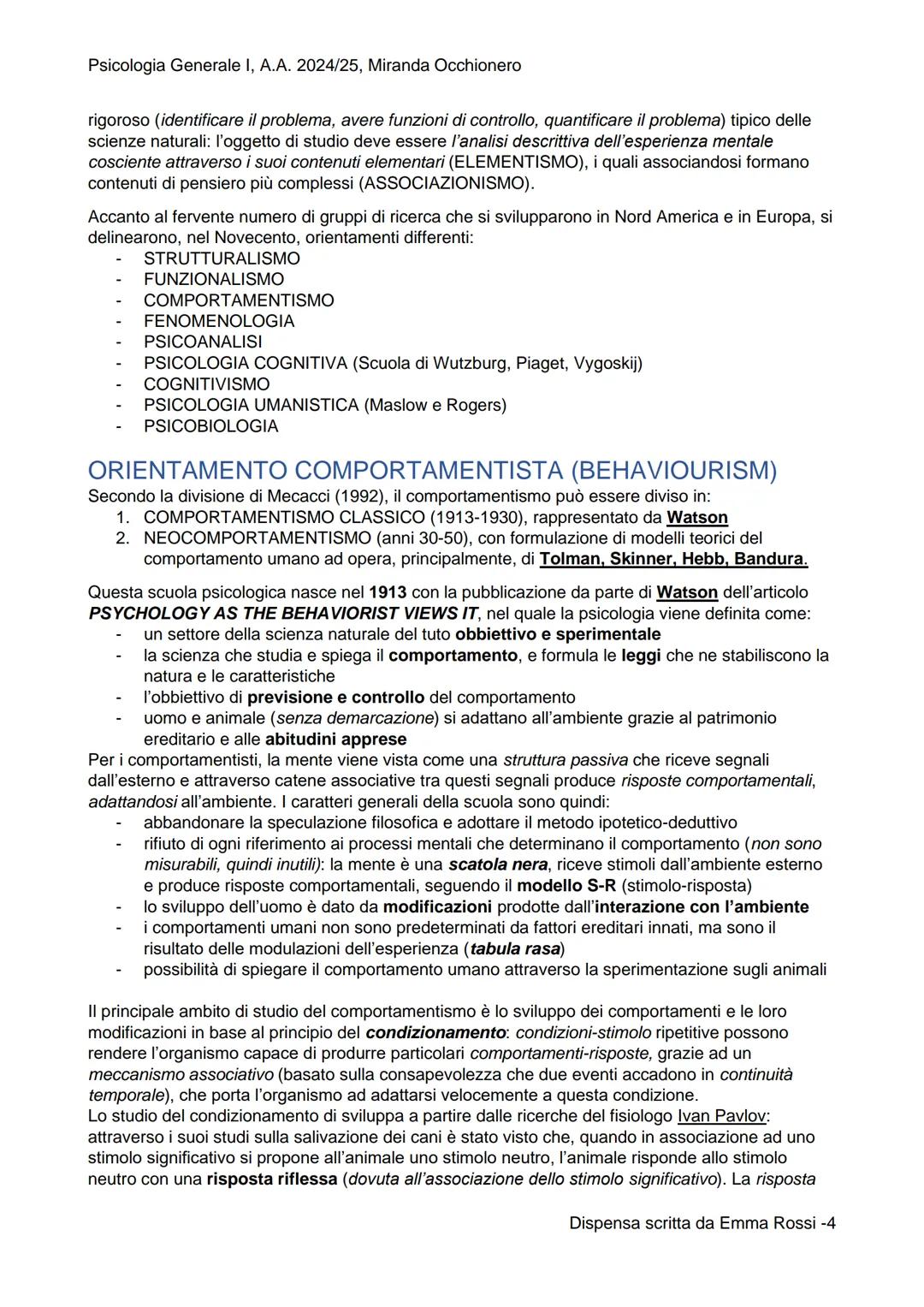 PSICOLOGIA
GENERALE I

SCIENZE E TECNICHE PSICOLOGICHE
Primo anno (a.a. 2024-2025), semestre 1
Prof. MIRANDA OCCHIONERO Psicologia Generale 