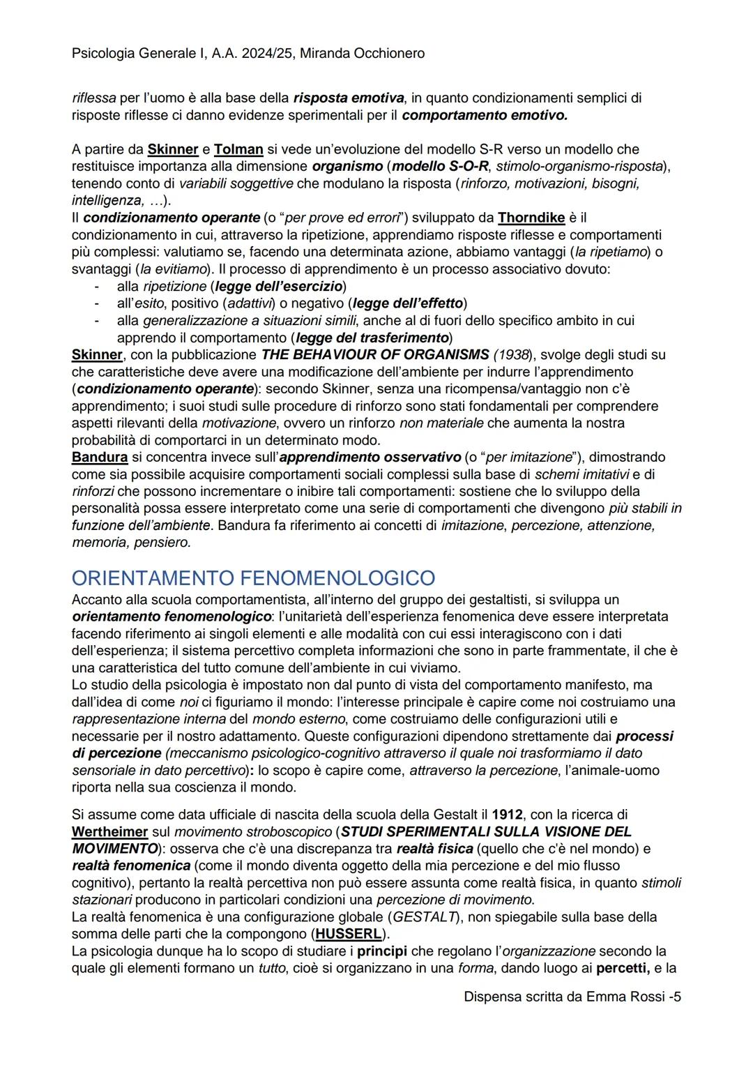 PSICOLOGIA
GENERALE I

SCIENZE E TECNICHE PSICOLOGICHE
Primo anno (a.a. 2024-2025), semestre 1
Prof. MIRANDA OCCHIONERO Psicologia Generale 