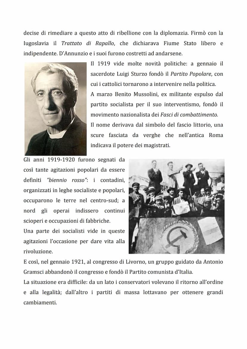 LEZIONE 5: IL FASCISMO
5.1 Un Dopoguerra agitato
L'Italia era
uscita
vittoriosa dalla Grande
guerra, ma il conflitto
aggravato
problemi poli