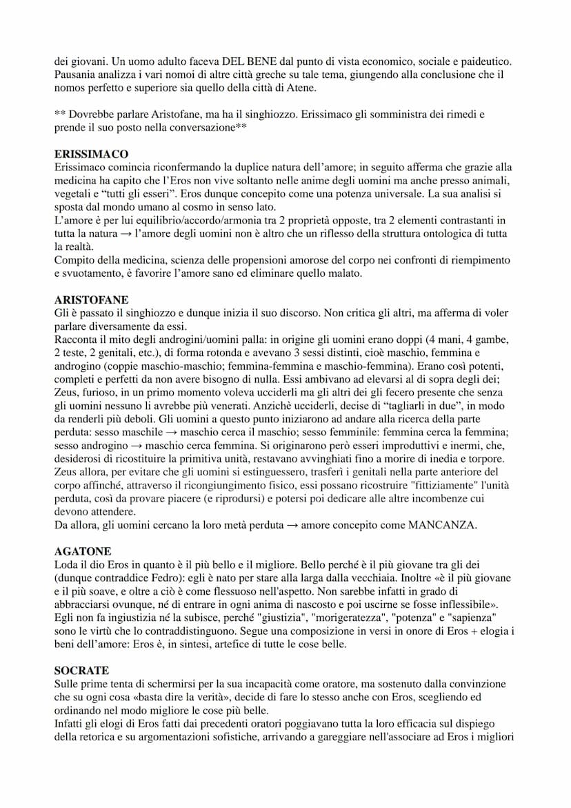 SIMPOSIO
Tema centrale del dialogo: amore.
Struttura del dialogo: circolare. Tutti i protagonisti intervengono affrontando il tema dell'eros
