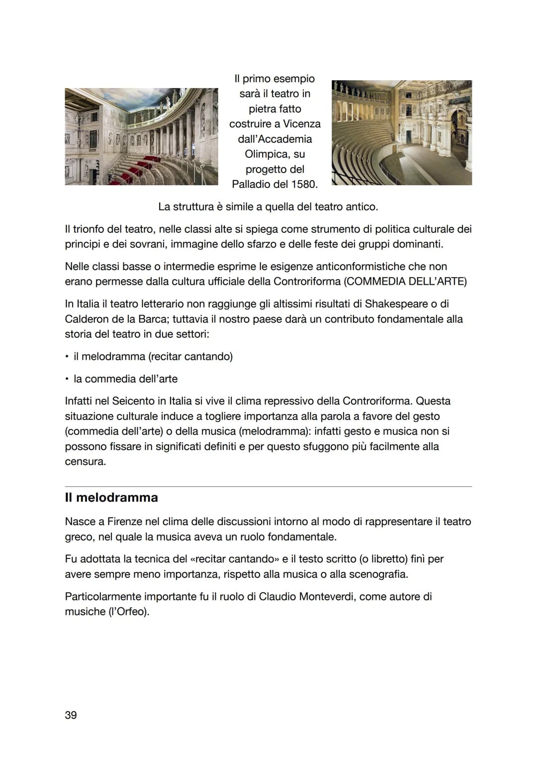 Il teatro
Il periodo che va dalla fine del Cinquecento al Settecento segna in Europa il trionfo
del teatro.
Esso nasce e si afferma nella pr