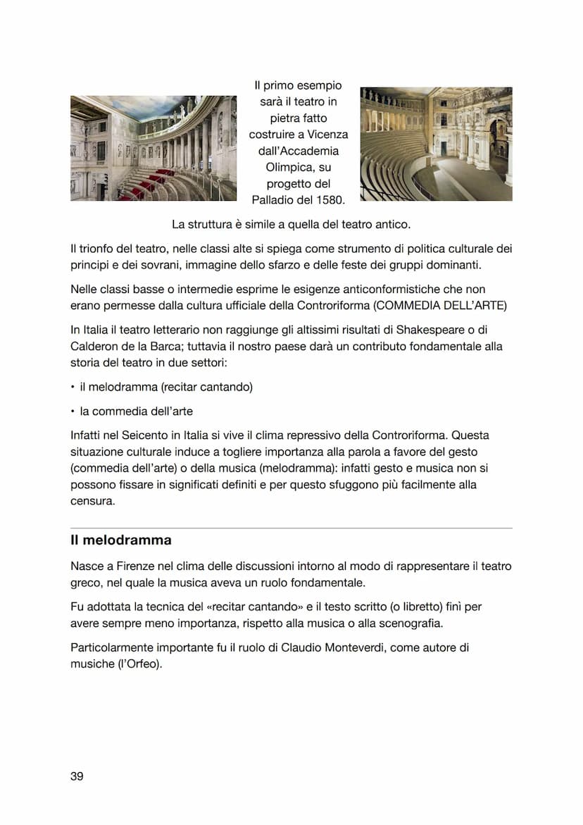 Il teatro
Il periodo che va dalla fine del Cinquecento al Settecento segna in Europa il trionfo
del teatro.
Esso nasce e si afferma nella pr