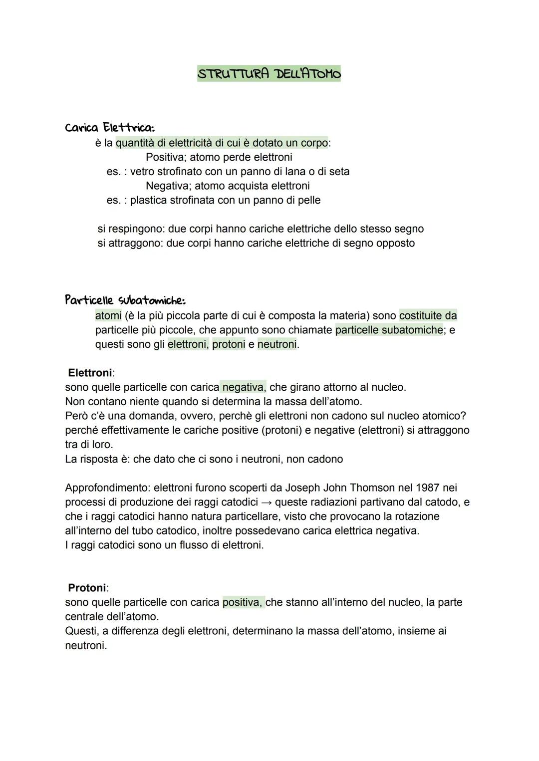 STRUTTURA DELL'ATOMO