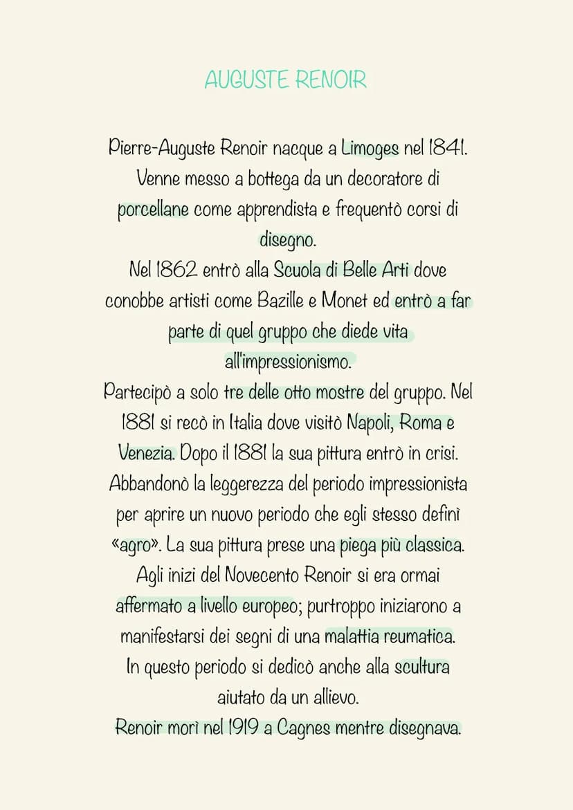 CLAUDE MONET
Claude Monet nasce a Parigi nel 1840 e a soli cinque anni si trasferisce con la
famiglia a Le Havre. A quindici anni si avvicin