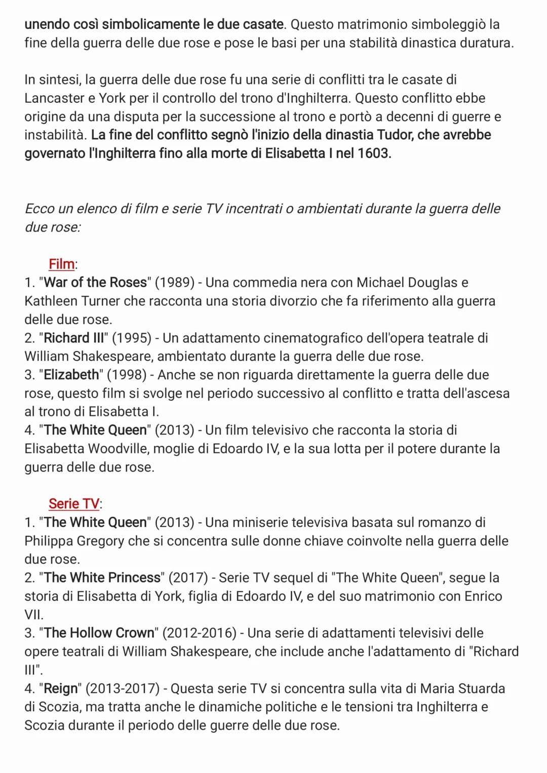 LA GUERRA DELLE DUE ROSE
La guerra delle due rose (War of the Roses) fu un conflitto
dinastico che ebbe luogo in Inghilterra durante il tard