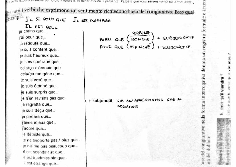 Formazione del congiuntivo
→ terza persone singolari e la terza persona plurale (je, tu, il, ils) formano con la radice della terza
persona 