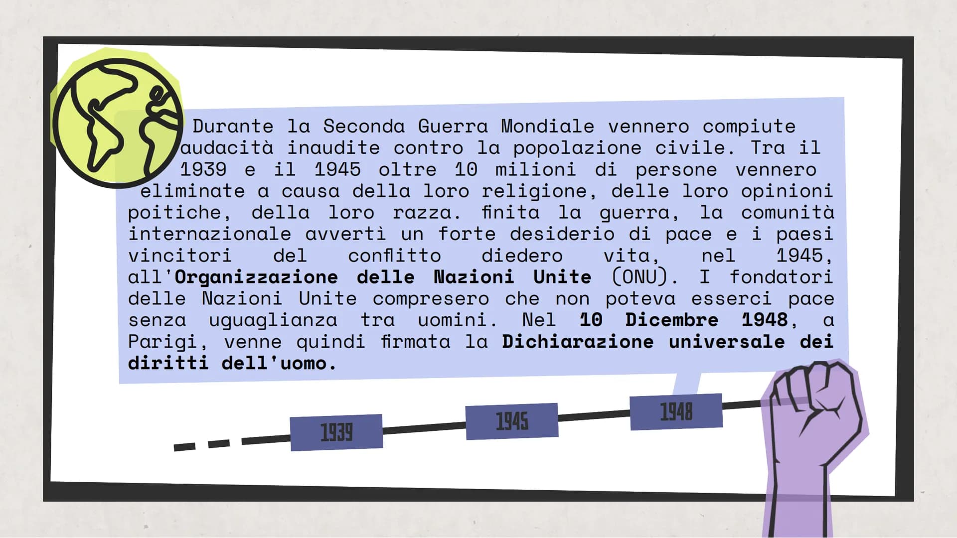 DIRITTI
UMANI
→
"Un diritto non è ciò che ti viene dato da qualcuno;
è ciò che nessuno può toglierti."
e INDICE
1. CHE COSA SONO
2. QUANDO F