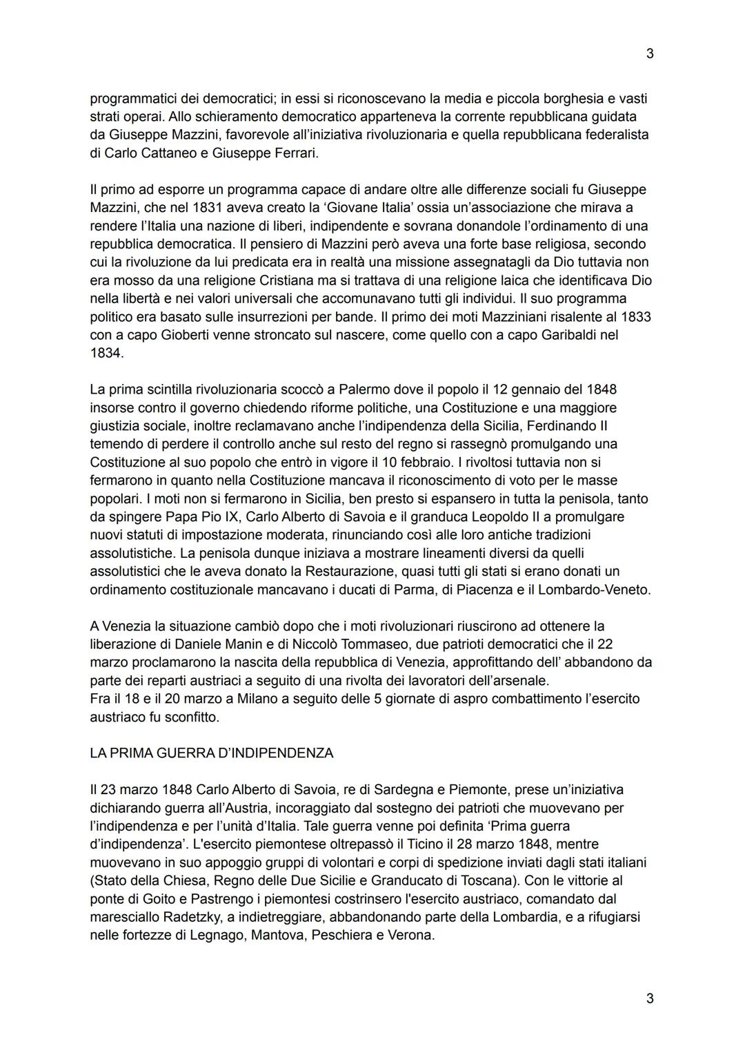 # 1

RIASSUNTI STORIA

RESTAURAZIONE

Il termine restaurazione viene usato per indicare il periodo compreso tra il 1815 e il 1830
caratteriz