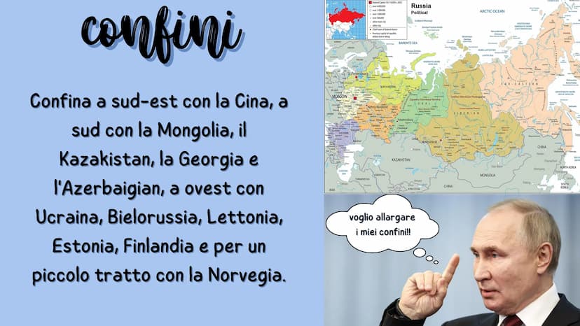 Russia
lo stato più grande
dell'mondo
OMY
inaass
AVA
KO carta d'identità
Stato: Federazione Russa
Lingua: russo
Moneta: Rublo russo
Capitale