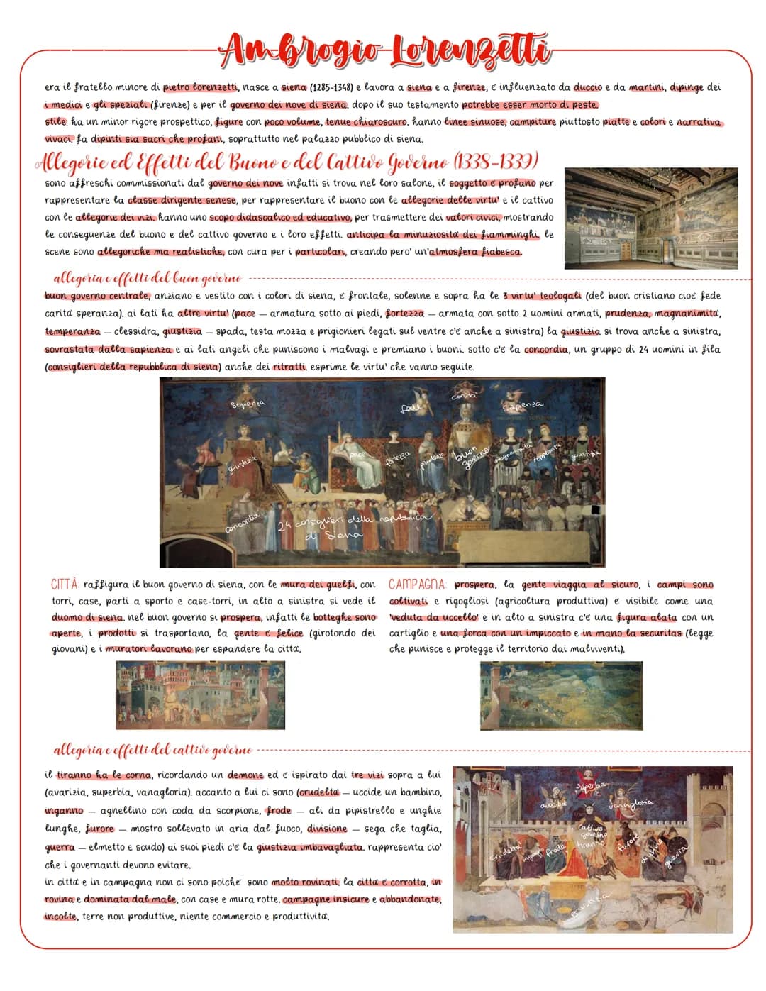 Ambrogio Lorenzetti
era il fratello minore di pietro lorenzetti, nasce a siena (1285-1348) e lavora a siena e a firenze, e influenzato da du