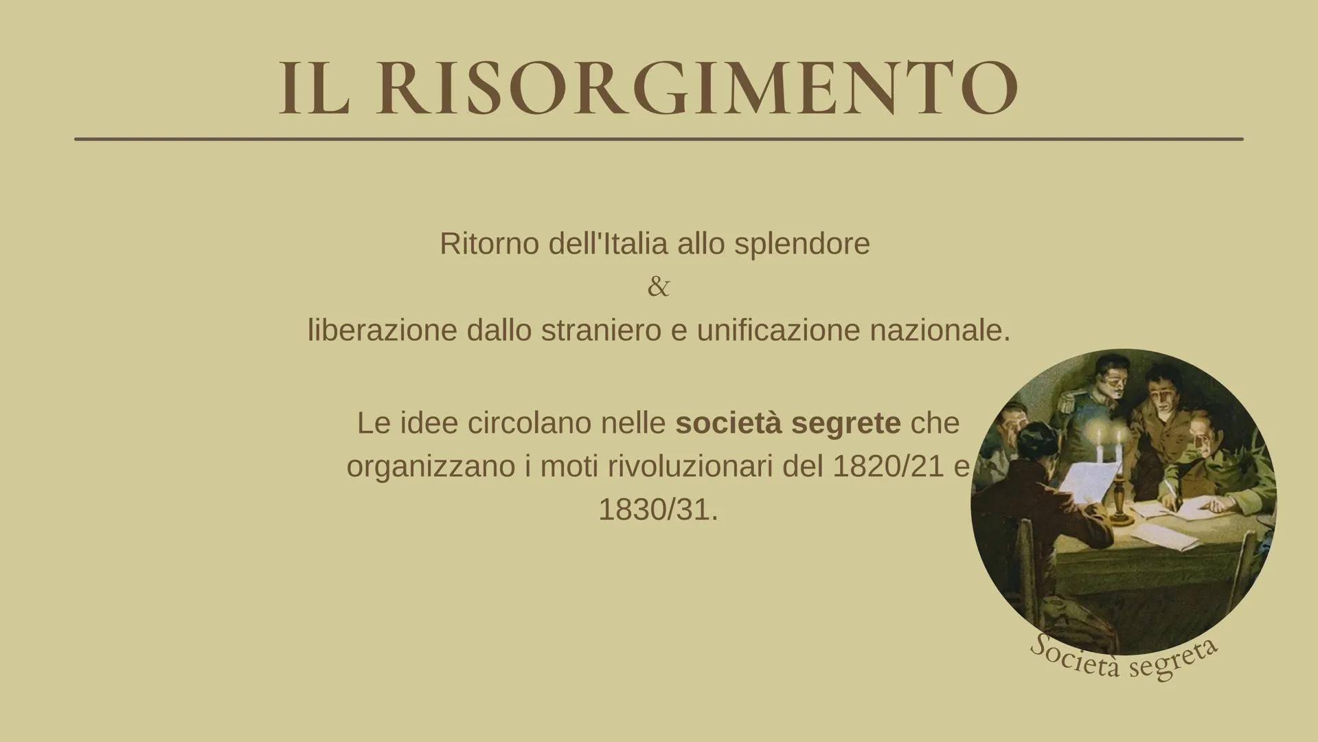IL RISORGIMENTO
&
L'UNITÀ D'ITALIA # IL RISORGIMENTO

Ritorno dell'Italia allo splendore
&
liberazione dallo straniero e unificazione nazion