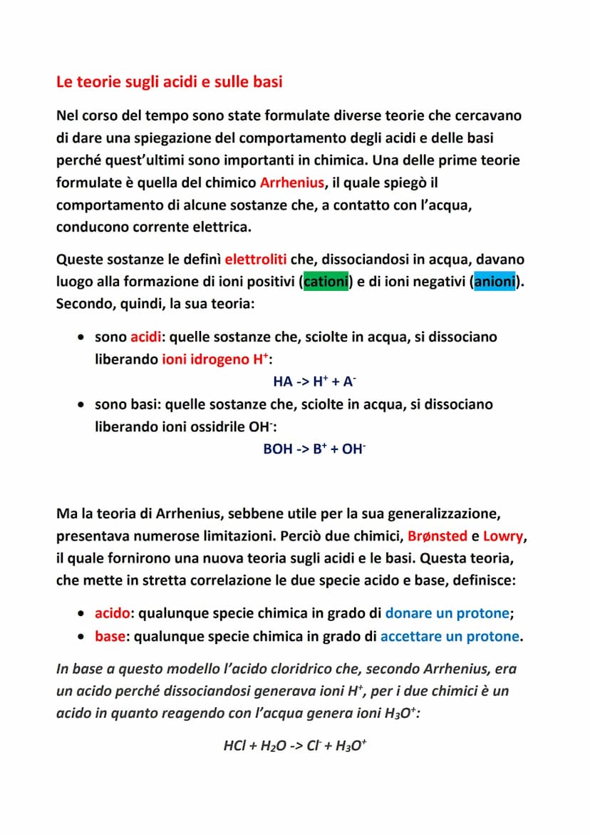 Gli acidi e le basi
Quando prepariamo una spremuta d'arancia, aggiungiamo dell'aceto
all'insalata o serviamo un bicchiere di vino, stiamo in