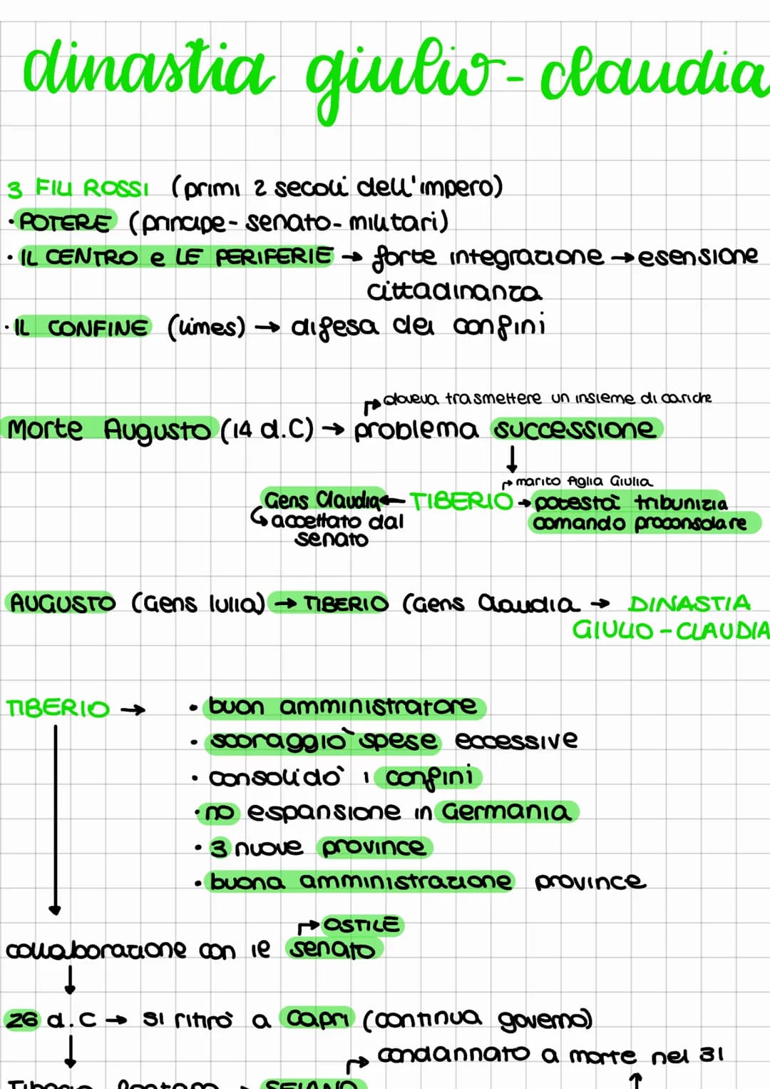 dinastia giuliv-claudia
3 FIL ROSSI (primi 2 secoli dell'impero)
•POTERE (principe- senato- miutari)
· IL CENTRO e LE PERIFERIE → forte inte