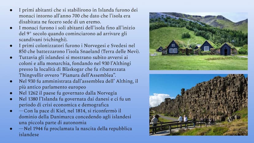Islanda Carta d'identità
Nome completo: Islanda
Capitale: Reykjavik
Confini: bagnata a nord dal Mar di
Groenlandia, a est e a sud dall'ocean