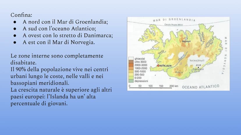 Islanda Carta d'identità
Nome completo: Islanda
Capitale: Reykjavik
Confini: bagnata a nord dal Mar di
Groenlandia, a est e a sud dall'ocean