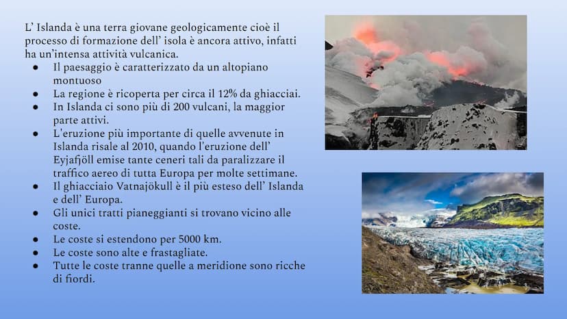 Islanda Carta d'identità
Nome completo: Islanda
Capitale: Reykjavik
Confini: bagnata a nord dal Mar di
Groenlandia, a est e a sud dall'ocean