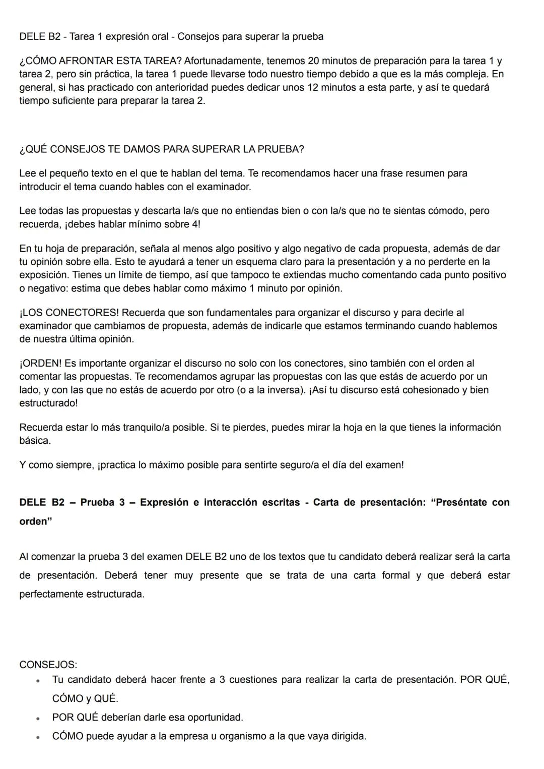 DELE B2 - Tarea 1 expresión oral - Consejos para superar la prueba
¿CÓMO AFRONTAR ESTA TAREA? Afortunadamente, tenemos 20 minutos de prepara