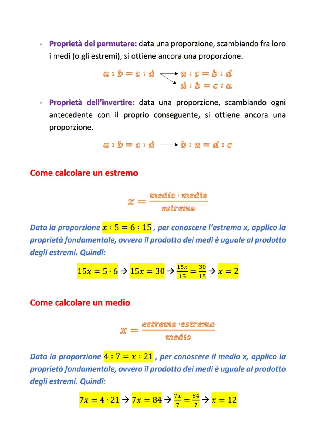 LE PROPORZIONI
Si dice proporzione un'uguaglianza fra due rapporti.
antecedente conseguente
antecedente conseguente
a
: b
= C:
medi
estremi
