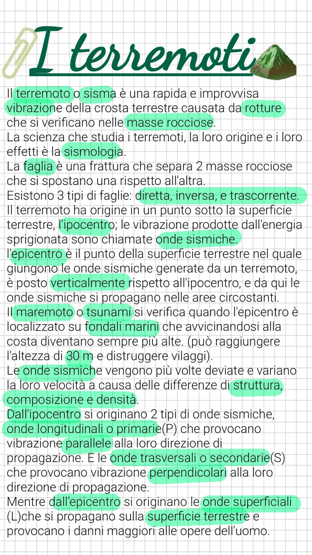 # I terremoti

Il terremoto o sisma è una rapida e improvvisa
vibrazione della crosta terrestre causata da rotture
che si verificano nelle m