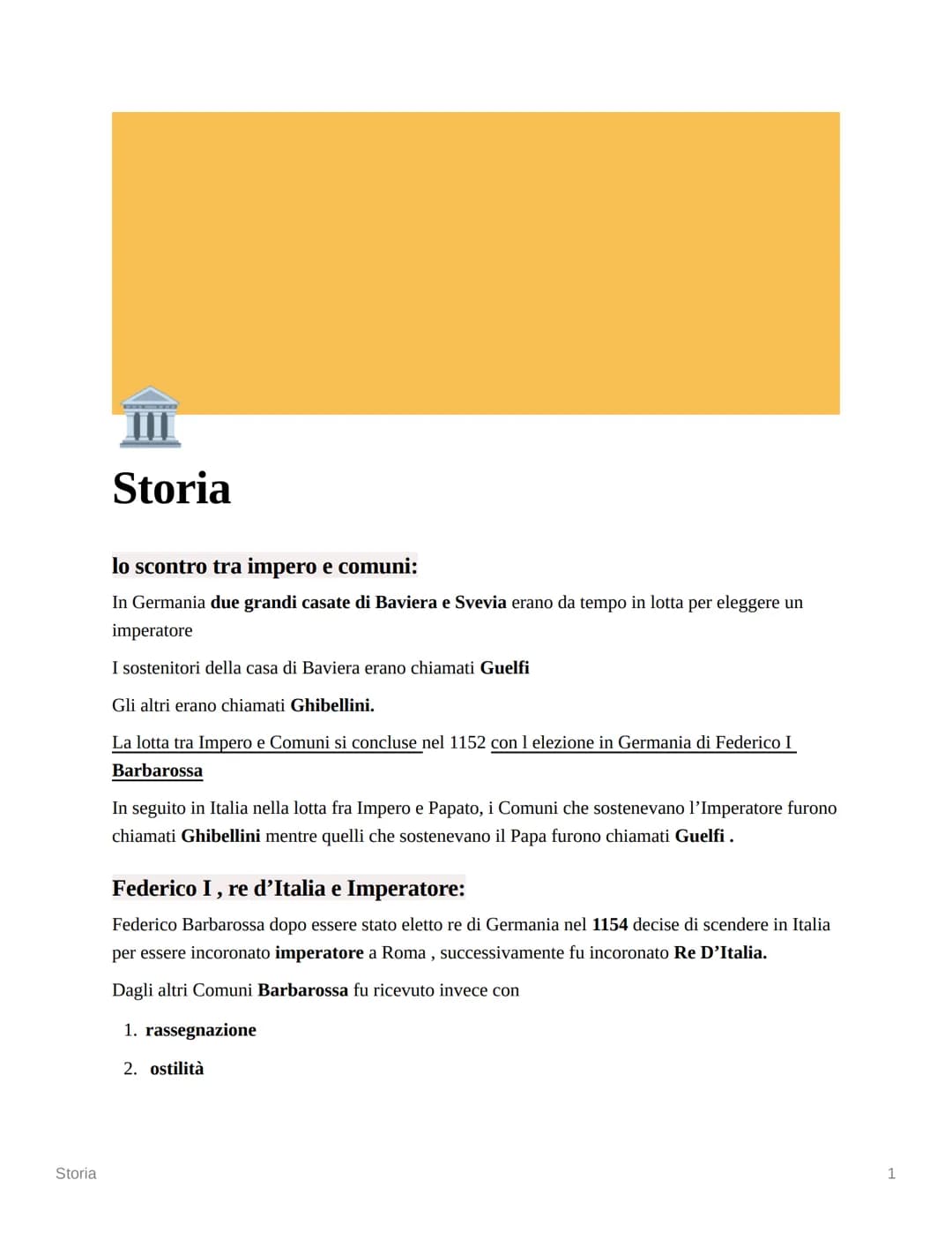 Storia
Storia
lo scontro tra impero e comuni:
In Germania due grandi casate di Baviera e Svevia erano da tempo in lotta per eleggere un
impe